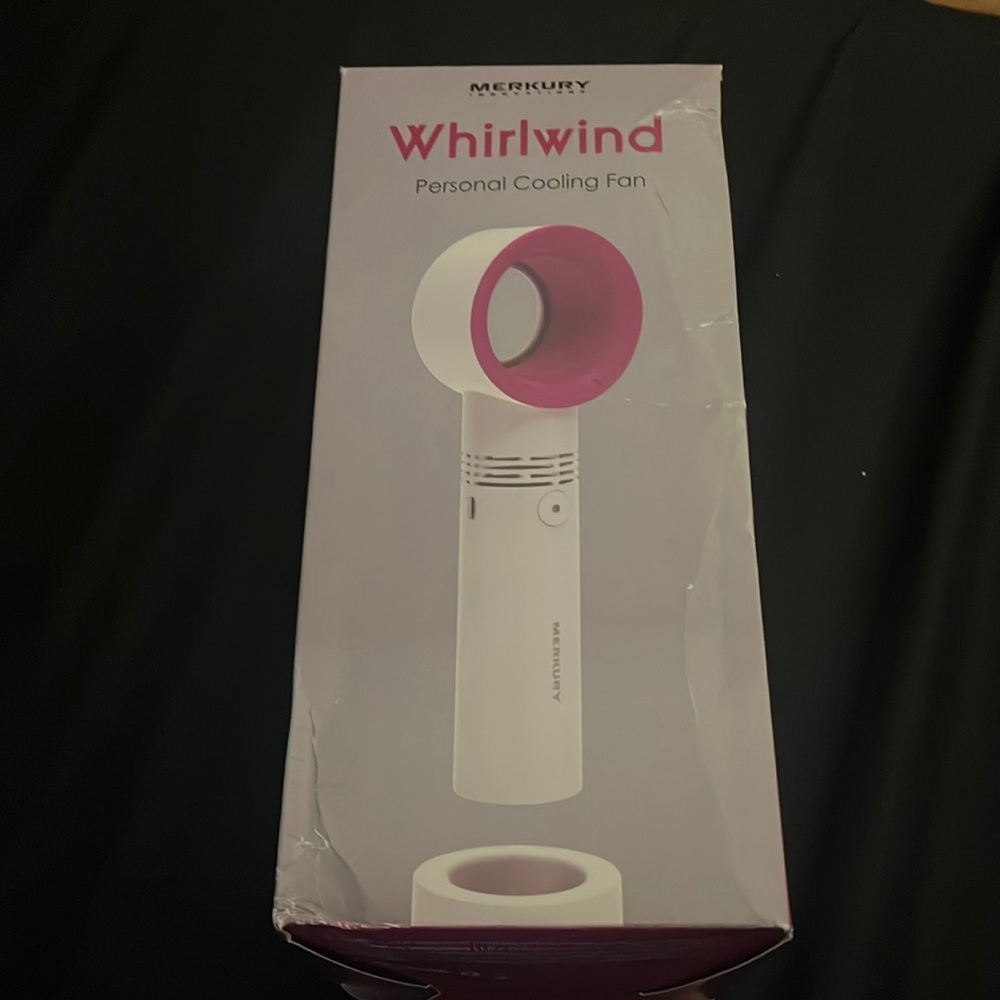 Merkury Innovations Whirlwind Personal Cooling Fan white and pink